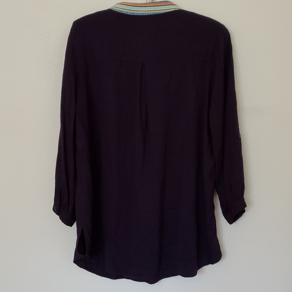 Mittoshop Embroidered Navy Tunic Blouse Sz M EUC - Picture 4 of 7